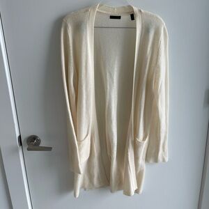 ATM Open Front Cream Cardigan Sweater Cashmere